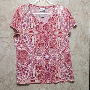 Jaclyn Smith | Top | Red and White Sequin | Size XL